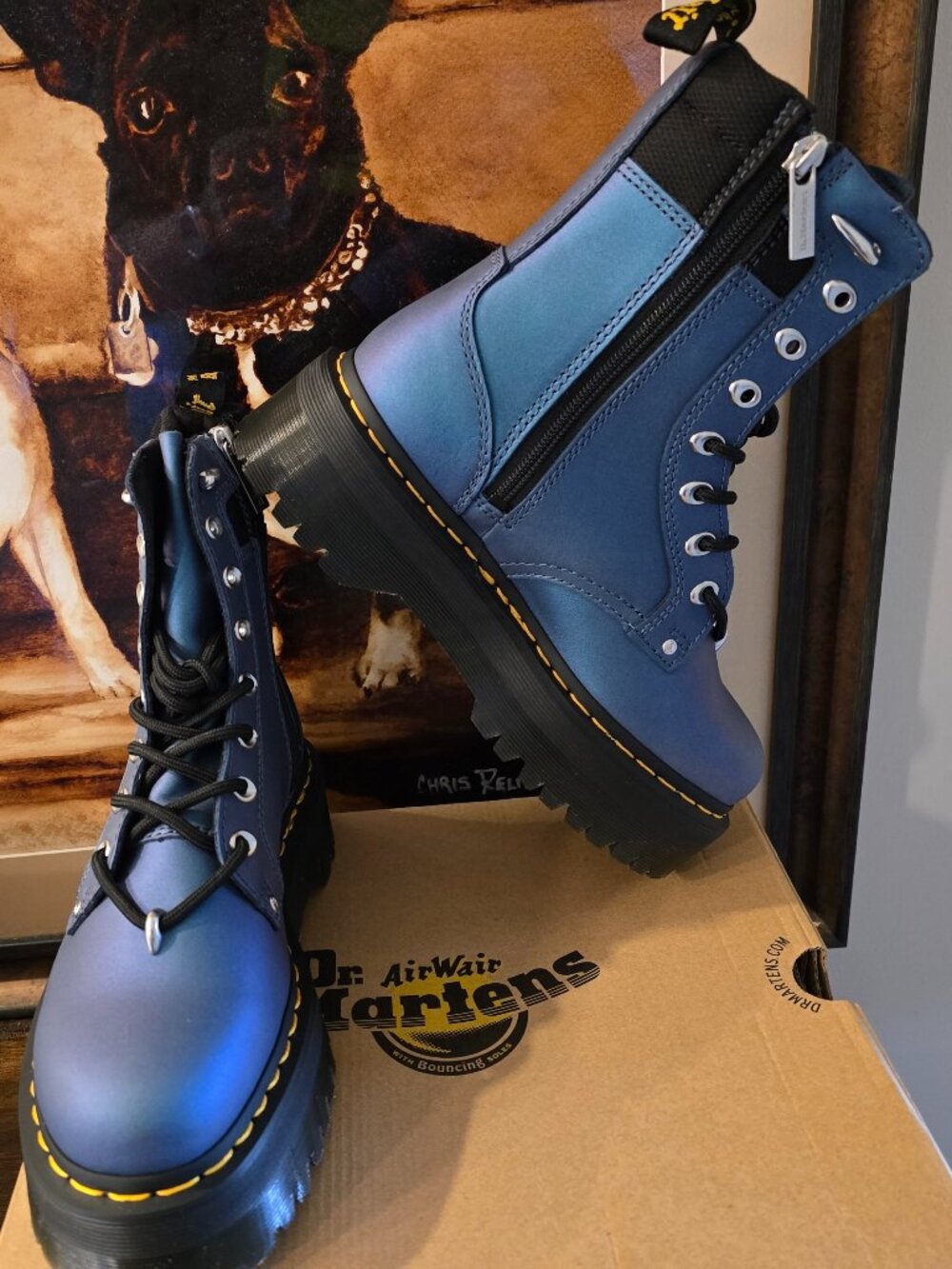 Dr. Martens Jadon II Hardware HDW Platforms Deep Blue Women's Sz 6 US NEW